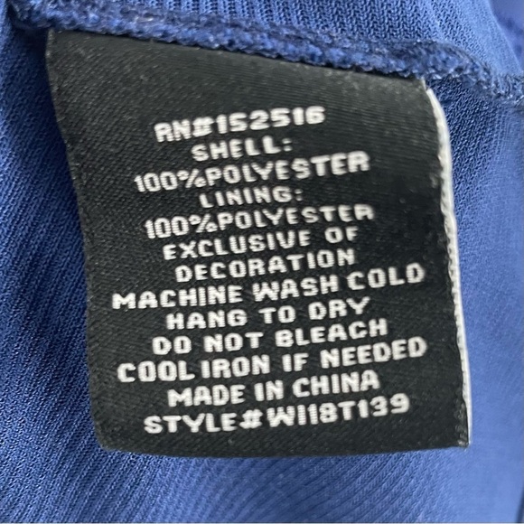 Ryan Wythe Lace Overlay Keyhole Bishop Sleeve Royal Blue Pullover Top - Picture 4 of 8